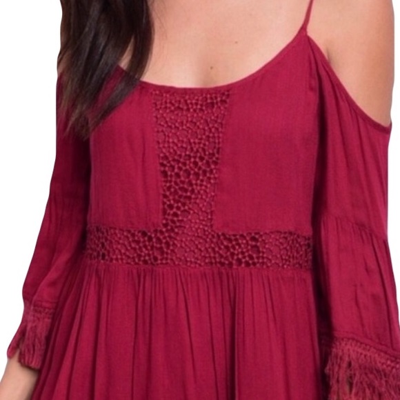 NWT Low Back Crochet & Fringe Detail Cold Shoulder Dress - Picture 4 of 7